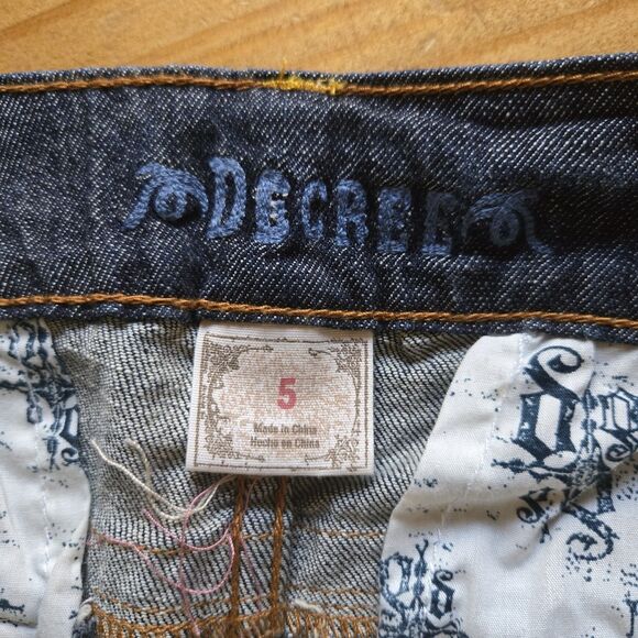 Decree Jeans Junior Womens Flare Dark Wash Size 5 Denim Y2K 90s Bootcut Vintage - Picture 5 of 7